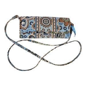 Vera Bradley Bali Blue Sleek Wallet with Crossbody Strap